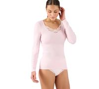 Maglietta con Maniche Lunghe in Maglia fine Guipure Thermolactyl, Rosa, S