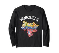 Maglietta con Mappa del Venezuela, Souvenir con Bandiera venezuelana e Simboli Maglia a Manica