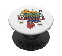 Maglietta con mappa del Venezuela, souvenir con bandiera venezuelana e simboli PopSockets PopGrip Adesivo