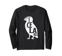 Maglietta con mappa dell'Islanda con puffin d'amore, idea regalo Maglia a Manica