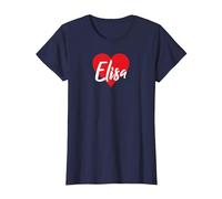 Maglietta con Nome «I Love Elisa» I Heart Named Maglietta, Donna, Navy, S