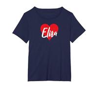 Maglietta con Nome «I Love Elisa» I Heart Named Maglietta, Donna Plus-Size, Navy, 3X