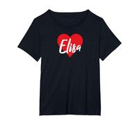 Maglietta con Nome «I Love Elisa» I Heart Named Maglietta, Donna Plus-Size, Nero, 4X