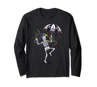 Maglietta con Ombrello Modello Second Line Skeleton Mardi Gras Dance Maglia a Manica