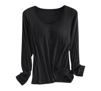 Maglietta con Reggiseno Incorporato per Magliette a Maniche Lunghe Imbottite da Donna Camicette attive Pigiama Morbido Camicie Casual per l'allenamento Copri Parabrezza E Cofano