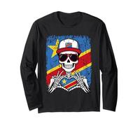 Maglietta con Scheletro Pride della Repubblica Democratica del Congo Maglia a Manica