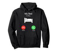 Maglietta con Schermo My Bed Is Calling Phone Felpa con Cappuccio di Accept or Decline Phone Shirts per Giovani Adulti Stanchi, Amanti del Sonno, Nero, S, Unisex - Adulto