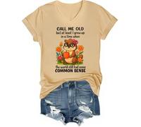 Maglietta con scollo a V "Call Me Old But at least I Grew Up Shirt in A Time When The World Still Had Some Common Sense", Giallo Chiaro Marrone, M