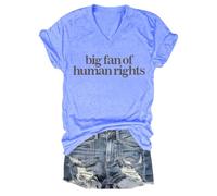 Maglietta con scollo a V, per fan dei diritti umani, unisex, divertente, Carolina Blue-1, M