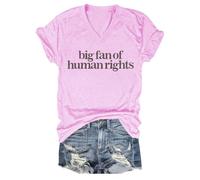 Maglietta con scollo a V, per fan dei diritti umani, unisex, divertente, Rosa-1, 3XL