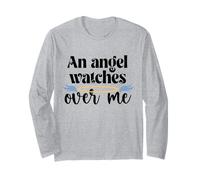 Maglietta con scritta "An Angel Watches Over Me Dad Mom Women Men Kids Grandma Tee Maglia a Manica