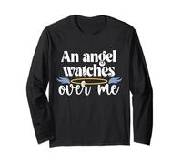 Maglietta con scritta "An Angel Watches Over Me Dad Mom Women Men Kids Grandma Tee Maglia a Manica