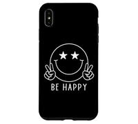 Maglietta con scritta "Be Happy Star Eyes Smile Face Peace Happy Face" anni '70 e '80 Custodia per iPhone XS Max