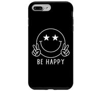 Maglietta con scritta "Be Happy Star Eyes Smile Face Peace Happy Face" anni '70 e '80 Custodia per iPhone 7 Plus/8 Plus