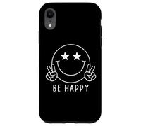 Maglietta con scritta "Be Happy Star Eyes Smile Face Peace Happy Face" anni '70 e '80 Custodia per iPhone XR