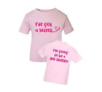 Maglietta con scritta "Big Sister Secret Front and Back", con scritta "Promoted to Sister Top", annuncio di gravidanza, rosa chiaro, 7-8 Anni