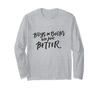 Maglietta con scritta "Boys in Books are Just Better" (lingua italiana non garantita) Maglia a Manica