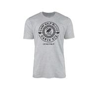 Maglietta con scritta "Camp Half Blood Cabin Six - TV Show Movie Cinematic Film Books Reading Myth Gods Olympians Poseidon Demigod Monster Mortal Gift Top Tee, Sport Grigio Prime, L