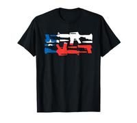 Maglietta con scritta "Guns And Bullets" con bandiera dello Stato del Texas Maglietta