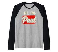 Maglietta con Scritta Hi I'm Paul Maglia con Maniche Raglan