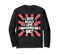 Maglietta con scritta "I Just Really Love Watermelon Ok Funny Summer Fruit Tee Maglia a Manica