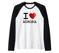 Maglietta con scritta "I Love Aurora", idea regalo Maglia con Maniche Raglan