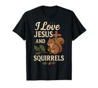 Maglietta con Scritta I Love Jesus And Squirrels, Divertente Scoiattolo Maglietta