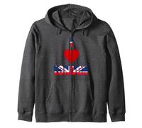 Maglietta con Scritta I Love London-I Heart London Felpa con Cappuccio