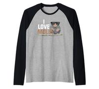 Maglietta con Scritta I Love Mole Maglia con Maniche Raglan