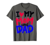 Maglietta con scritta "I Love My Mom And Dad Maglietta