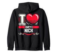 Maglietta con scritta "I Love My Nick" Felpa con Cappuccio