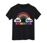 Maglietta con scritta in inglese "100 Days of School" per ragazzi e ragazze in My 100 Days, con stampa Happy 100th Day of School, casual, per bambini, Nero , 4-5 Anni