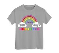 Maglietta con scritta in inglese "100 Days of School" per ragazzi e ragazze in My 100 Days, con stampa Happy 100th Day of School, casual, per bambini, Grigio, 4-5 Anni
