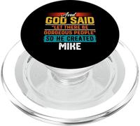 Maglietta con scritta in inglese "And God Said So He Created Mike" PopSockets PopGrip per MagSafe