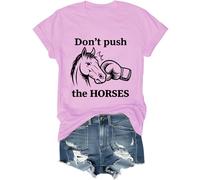 Maglietta con scritta in inglese "Don't Push The Horses", con scritta in lingua inglese "Don't Push The Horses", rosa, XL