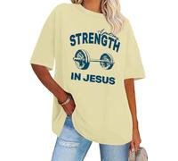 Maglietta con scritta in inglese "I put my force in Jesus Christian Faith", Colore: giallo crema., XL