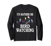 Maglietta con Scritta in Inglese I'd Rather be Bird Watching, Idea Regalo per Uccelli Maglia a Manica