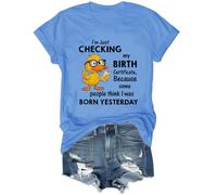 Maglietta con scritta in inglese "I'm Just Checking My Birth Certificate Fun", unisex, con stampa di anatra, Blu Carolina, M