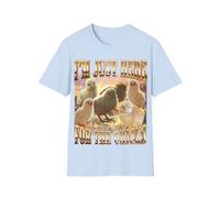 Maglietta con scritta in inglese "I'm Just Here for The Chicks", divertente, per amanti degli animali, pulcino, bootleg meme, unisex, Azzurro chiaro, L