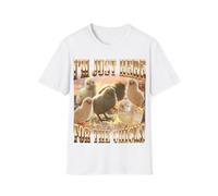Maglietta con scritta in inglese "I'm Just Here for The Chicks", divertente, per amanti degli animali, pulcino, bootleg meme, unisex, bianco, L