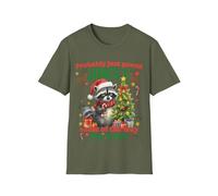 Maglietta con scritta in inglese "Probably Just Going to Jingle Some of The Way", divertente procione I'm Tired Meme Animal Graphic Shirt, Verde militare, XL