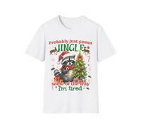 Maglietta con scritta in inglese "Probably Just Going to Jingle Some of The Way", divertente procione I'm Tired Meme Animal Graphic Shirt, bianco, XL