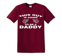 Maglietta con scritta in inglese "This Guy is Going to BE A Daddy", regalo per la festa del papà, T-shirt Maroon Stampa Bianca, 5XL