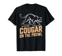 Maglietta con scritta in inglese "Warning Cougar on the Prowl" Maglietta
