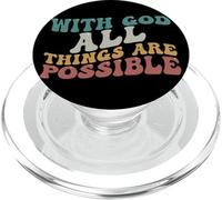 Maglietta con scritta in inglese "With God All Things are Possible Bibbia Regalo Uomo Donna PopSockets PopGrip per MagSafe