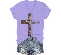 Maglietta con scritta in lingua inglese "for God So Loved The World That He Gave His Only Son Christian Cross Tee Religious Faith, Viola chiaro-v, S