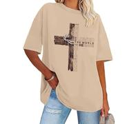 Maglietta con scritta in lingua inglese "for God So Loved The World That He Gave His Only Son Christian Cross Tee Religious Faith, cachi, S