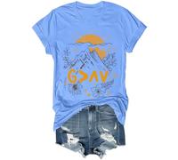 Maglietta con scritta in lingua inglese "God is Greater Than The Highs and Lows", vintage, con versi della Bibbia, per donne e uomini, Blu Carolina, M