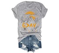 Maglietta con scritta in lingua inglese "God is Greater Than The Highs and Lows", vintage, con versi della Bibbia, per donne e uomini, Grigio, XL