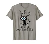 Maglietta con Scritta It's Fine I'm Fine Everything Is Fine for Men Cat Lover Maglietta